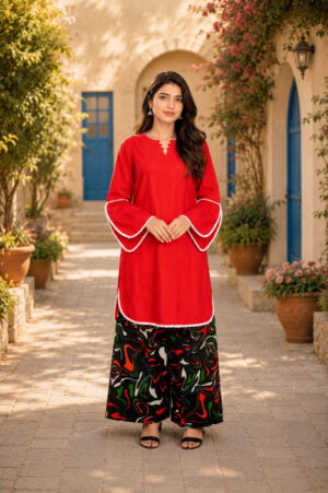 Noor Red Lace Kurta
