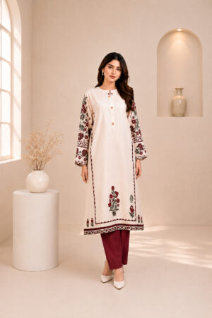 Noor Gul Ivory-Maroon Co-ord Set