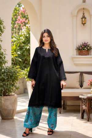 Haya Contrast Black Co-ord Set